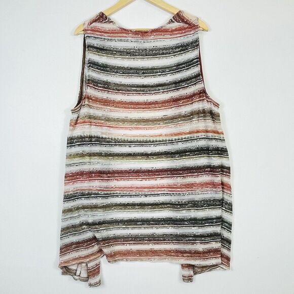 Catherines Brown Olive Ivory Stripe Knit Open Front Sweater Vest Womens 2X - Picture 4 of 6